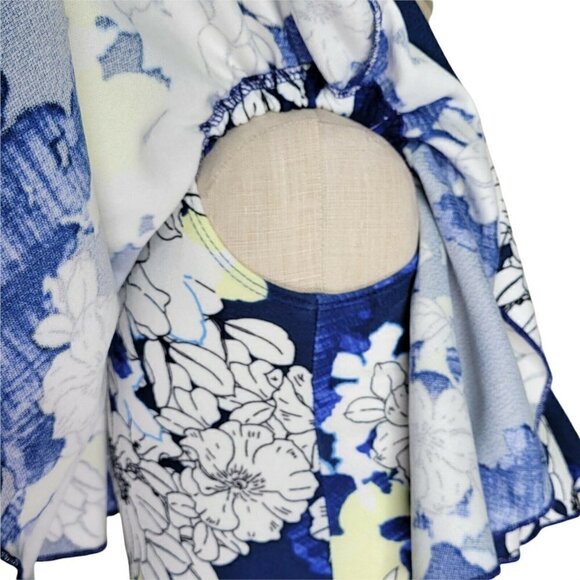 LuLaRoe Cici Mermaid Dress Size XXS Flounce Hem Blue Floral Stretch New - Picture 3 of 10